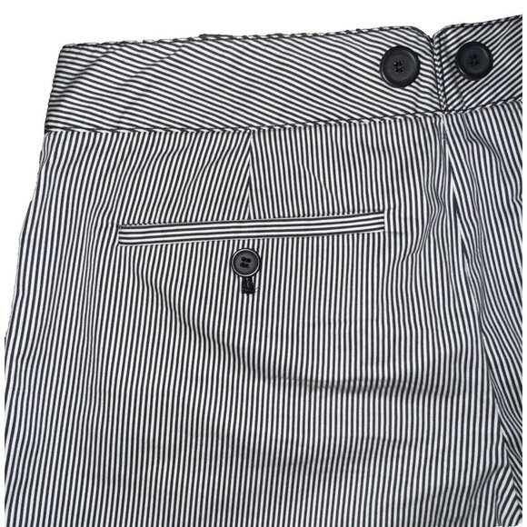 club monaco womans pinstriped shorts, size two, buttons details black & white - Picture 7 of 8